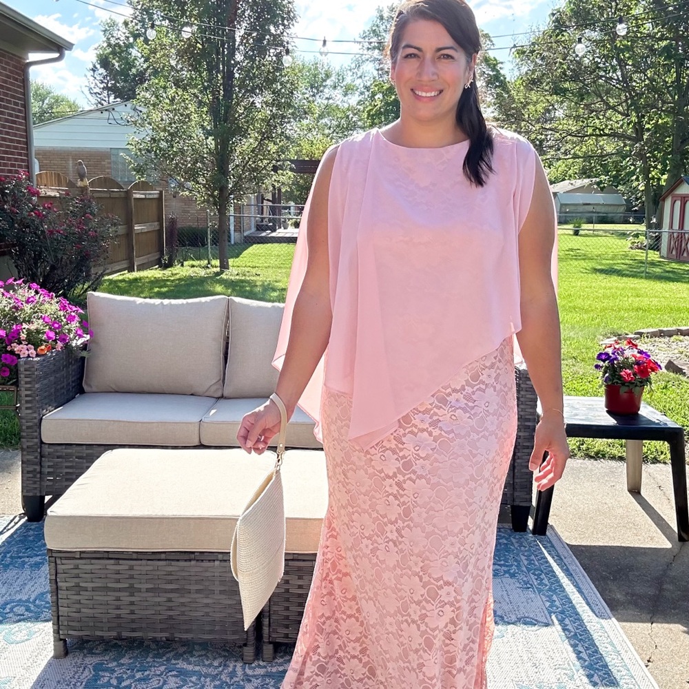 Pinup Fashion formal dress with chiffon overlay. MofBride or Groom. 16W